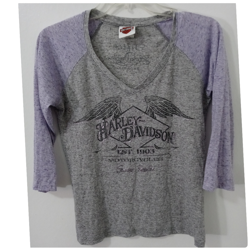 Harley-Davidson Gray & Purple Long Sleeve Tee Size S | Closet Match●